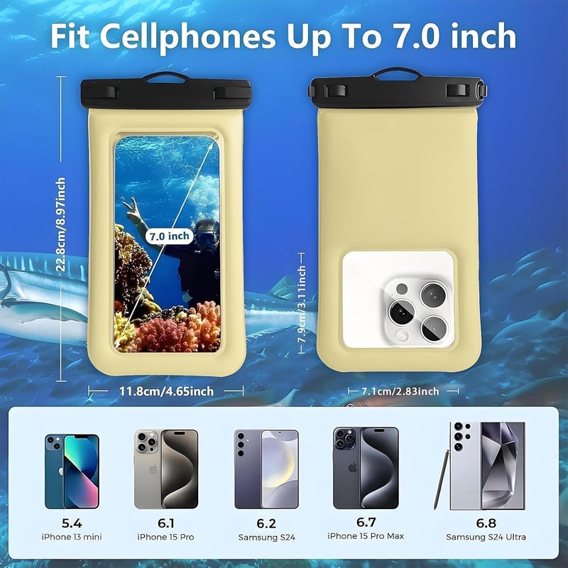 Foweroty Floatable Soap Bubble Waterproof Phone Pouch/Case with Crossbody Lanyard for iPhone 17 16 Pro Max/15 Pro/14/13/12, IP68 Cellphone Dry Bag Beach Cruise Ship Essentials, 1 Pack-Creamy-7″ - Image 3